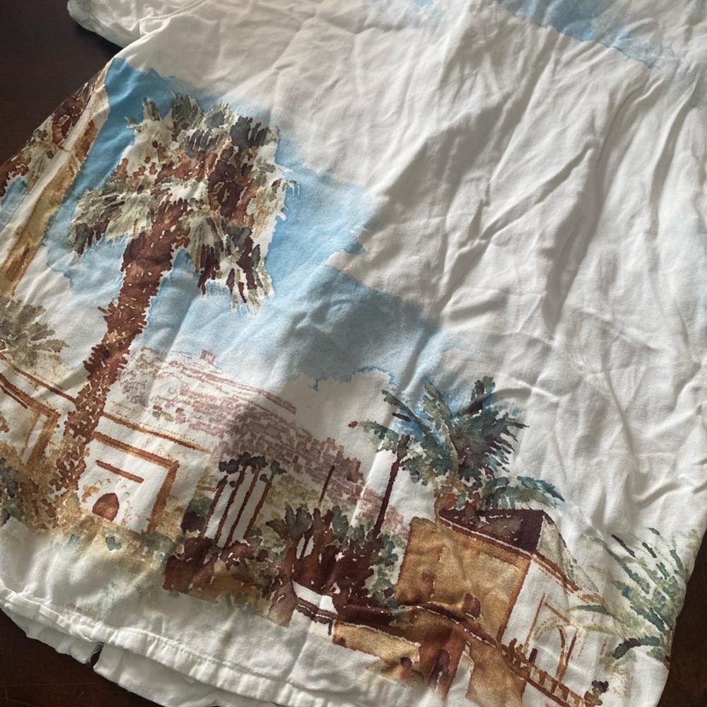 Forever 21 White Short-Sleeve Scenic Print Button-Down Shirt - Picture 2 of 5